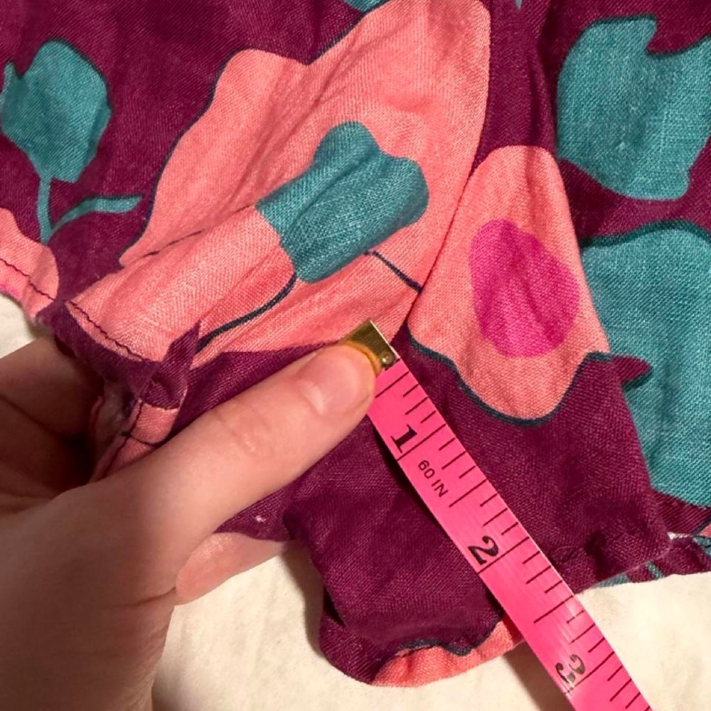 Birds of Paradis Trovata 100% Linen Floral Pull-On Shorts L - Picture 5 of 8